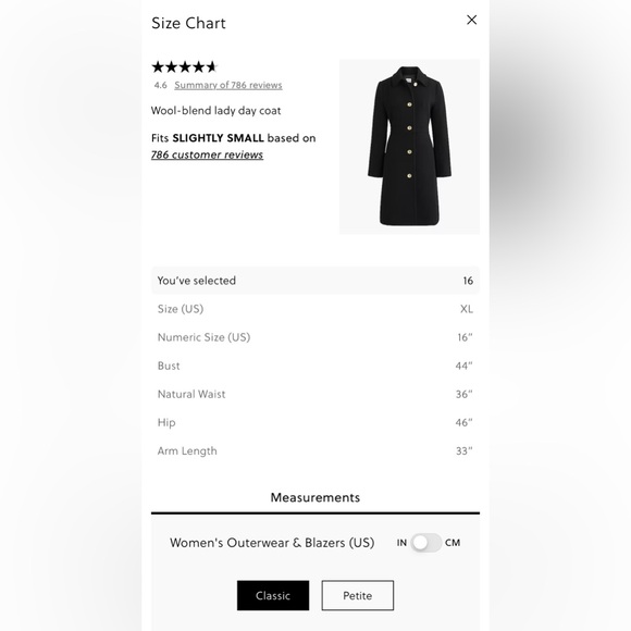 JCREW Factory LADY DAY  Black Women's Coat - Picture 9 of 9